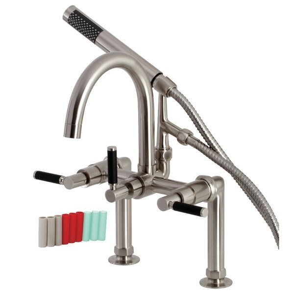 AE8108DKL 7-Inch Deck Mount Clawfoot Tub Faucet, Brushed Nickel, Aqua Vintage, Mfr#: AE8108DKL